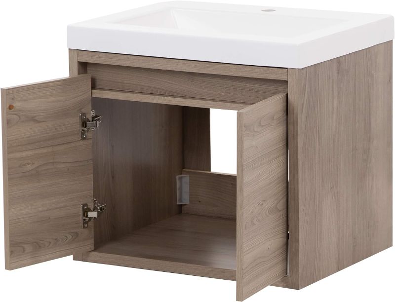 Photo 1 of ***USED - LIKELY MISSING PARTS - UNABLE TO VERIFY FUNCTIONALITY***
Spring Mill Cabinets Kelby 24 Inch Modern Floating Bathroom Vanity with White Single Sink Top, 2-Door Cabinet, 24.5" W x 18.75" D x 22.25" H, Forest Elm