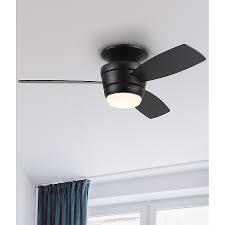 Photo 1 of ** UNTESTED OPEPNED** Harbor Breeze Mazon 44-in Matte Black with Black/Driftwood Blades Integrated LED Indoor Flush Mount Ceiling Fan with Light and Remote (3-Blade)
