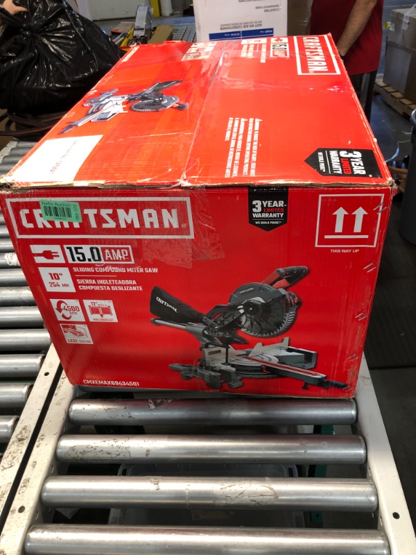 Photo 3 of ** UNTESTED OPENED BOX ** CRAFTSMAN 10-in 15-Amp Single Bevel Sliding Corded Miter Saw
