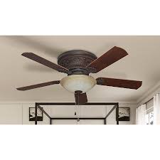 Photo 1 of (READ FULL POST) Harbor Breeze Lynstead 52-in Specialty Bronze with Mink/Cinnamon Blades LED Indoor Flush Mount Ceiling Fan with Light (5-Blade)
