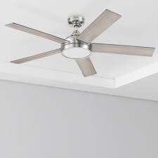 Photo 1 of ** DAMAGED BLADE** Harbor Breeze Camden 52-in Brushed Nickel with Driftwood/Espresso Blades Indoor Ceiling Fan with Light and Remote (5-Blade)
