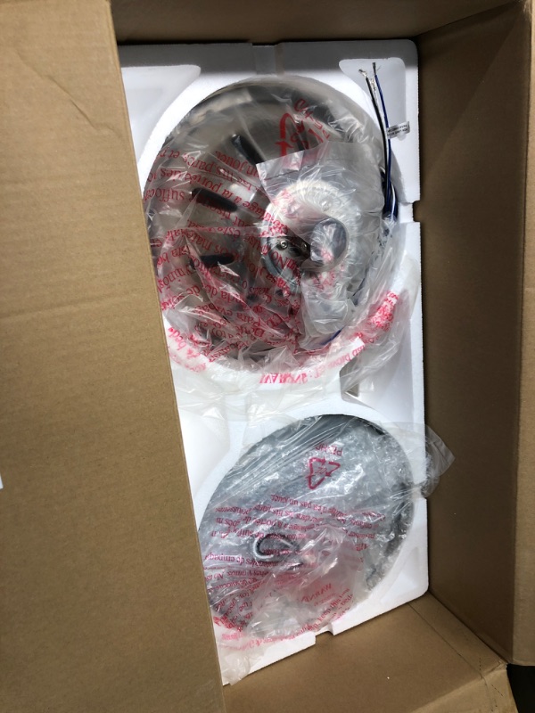 Photo 1 of ** DAMAGED BLADE** Harbor Breeze Camden 52-in Brushed Nickel with Driftwood/Espresso Blades Indoor Ceiling Fan with Light and Remote (5-Blade)
