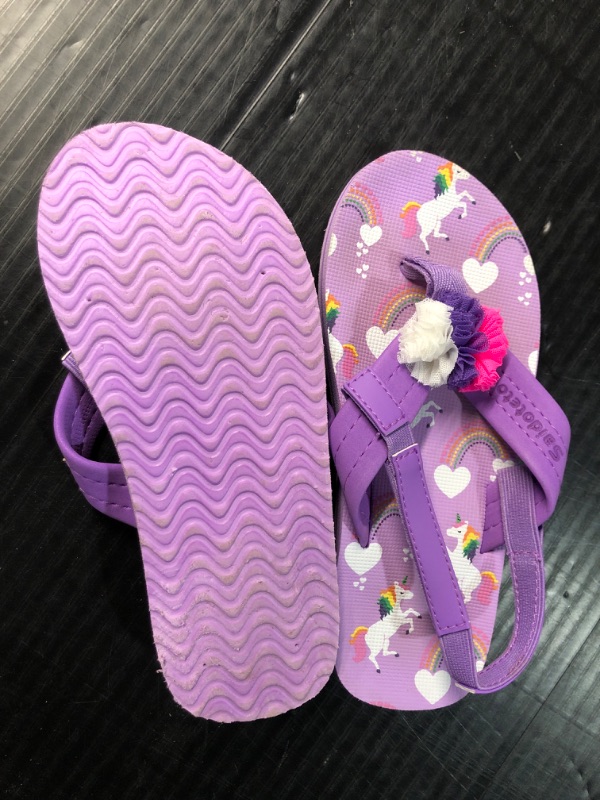 Photo 2 of ** USED DIRTY** Saidoteto Boys Girls Flip Flops Child Summer Slip-on Thong Sandals Beach Pool Water Shoes(Toddler/Little Kid/Big Kid).13-14 Purple Unicorn - sIZE LITTLE KID