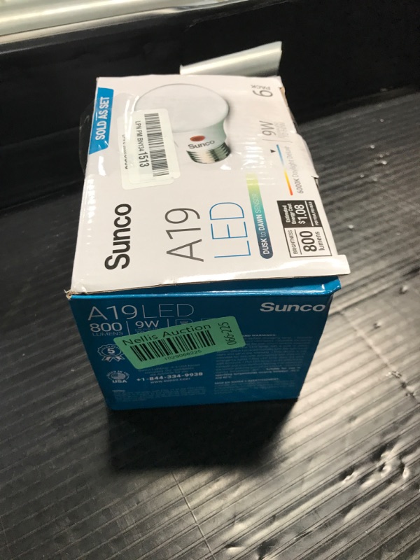 Photo 3 of ** USED DIRTY** Sunco Lighting 6 Pack A19 LED Bulb with Dusk-to-Dawn, 9W=60W, 6000K Daylight Deluxe, Auto On/Off Photocell Sensor - UL