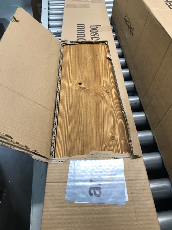 Photo 1 of ** OPENED BOX, MISSING PARTS** BoscoMondo 60 Inch Fireplace Mantel - Solid Rustic Wood - Wall Mounted Floating Farmhouse Shelf - with Invisible Heavy Duty Metal Bracket (60", Natural)