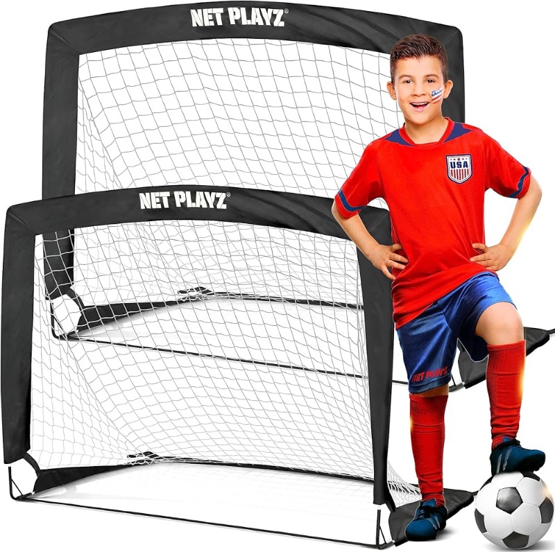 Photo 1 of ** MISSING PARTS** PARTIAL SET** ***STOCK PHOTO REFERENCE ONLY***NET PLAYZ 4ftx3ft Easy Fold-Up Portable Training Soccer Goal, 36"D x 48"W x 36"H, Set of 2