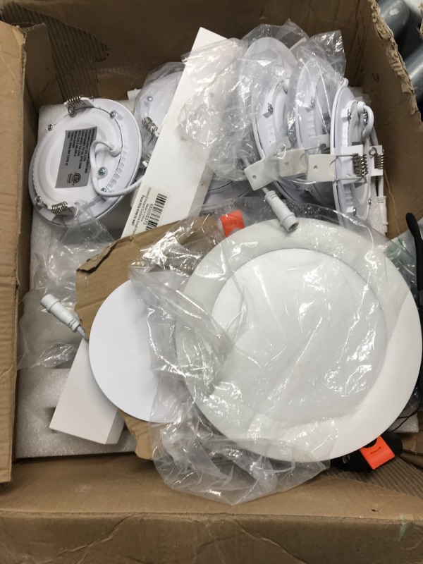 Photo 2 of * MISSINGPARTS** POWERASIA 12 Pack 4 Inch Ultra-Thin LED Recessed Ceiling Light with Junction Box, 5CCT Dimmable 2700K/3000K/4000K/5000K/6000K, 9W 850lm Can Killer Downlight-ETL and Energy Star Certified