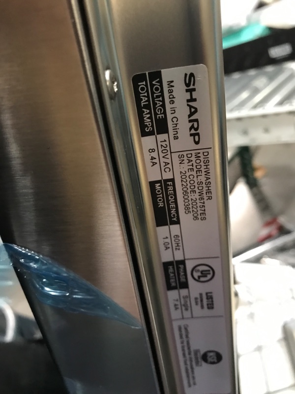 Photo 4 of ** DAMAGED CORNER AND FRONT DOOR** NEW FACROTY SEALED** SHARP Slide-In Dishwasher, Stainless Steel Finish, 24" Wide, Soil Sensors, Premium White LED Interior Lighting, Smooth Glide Rails, Heated Dry Option, Responsive Wash Cycles, Power Wash Zone