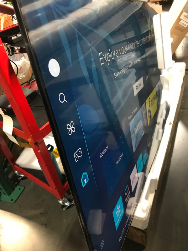 Photo 3 of ** BENT IN MIDDLE NEAR TOP** TURNED ON AND SCREEN WORKS** NO REMOTE** SAMSUNG 65-Inch Class 4K Crystal UHD DU8000 Series HDR Smart TV w/Object Tracking Sound Lite