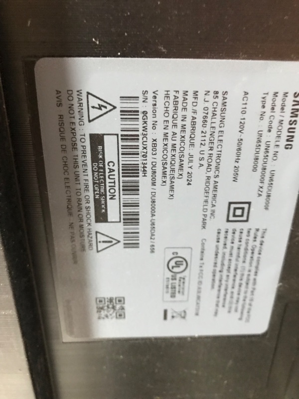 Photo 7 of ** BENT IN MIDDLE NEAR TOP** TURNED ON AND SCREEN WORKS** NO REMOTE** SAMSUNG 65-Inch Class 4K Crystal UHD DU8000 Series HDR Smart TV w/Object Tracking Sound Lite