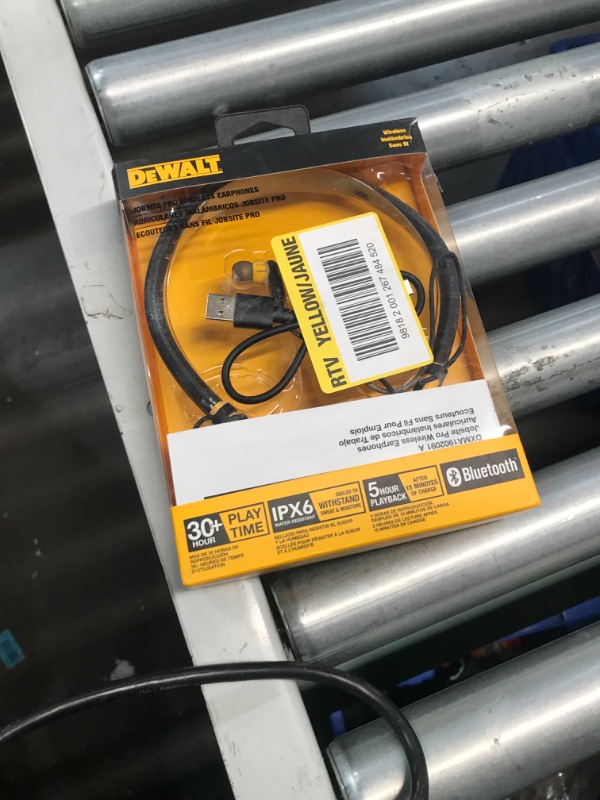 Photo 2 of ** USED UNTESTED** DEWALT Wireless Bluetooth Neckband Headphones — Neckband Earphones with 30H Runtime — Secure Magnetic Earbuds — Noise-Isolating Wireless Earbuds — Jobsite Pro Built-in Mic for Crystal-Clear Calls