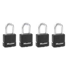 Photo 2 of ** USED ** Master Lock Black Outdoor Key Lock, Heavy Duty Weather Resistant Padlock with Cover, Keyed Alike Padlocks for Outdoor Use, 4 Pack, M115XQLF