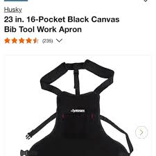 Photo 1 of ** USED DIRTY****STOCK PHOTO REFERENCE ONLY**** 23 in. 16-Pocket Black Canvas Bib Tool Work Apron

