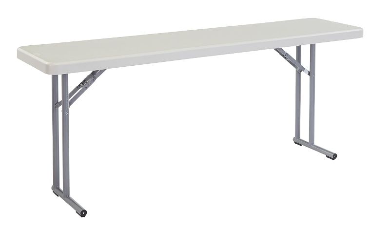 Photo 1 of ** USED SCRATCHED** Heavy Duty Seminar Folding Table, Speckled Gray, 700 lb Capacity