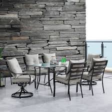 Photo 1 of *****STOCK PHOTO FOR REFERENCE ONLY*****SEE NOTES***
Hanover Lavallette 7-Piece Black Patio Dining Set Steel Rectangle Table with 6 Gray Cushions Stationary Chairs
