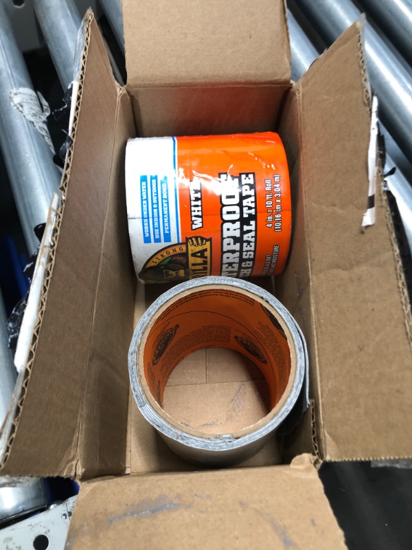 Photo 1 of ***ONE ROLL IS PARTIALLY USED***Gorilla Waterproof Patch & Seal Tape 4" x 10' White, (Pack of 2)