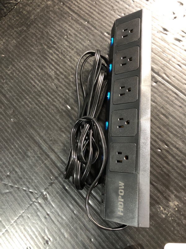 Photo 2 of ***(MISSING PARTS/ SEE NOTES)***
HOPOW Desk Clamp Power Strip with Individual Switches, Desktop Mount Surge Protector with 5 Outlet 4 USB (2USB C) Ports, PD20 W Fast Charging Power Station, 10 Ft Extension Cord for Home,Office, Black