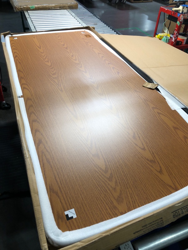 Photo 3 of **Chipped see image**
Flash Furniture 30''W x 72''L Rectangular Oak Thermal Laminate Activity Table - Height Adjustable Short Legs