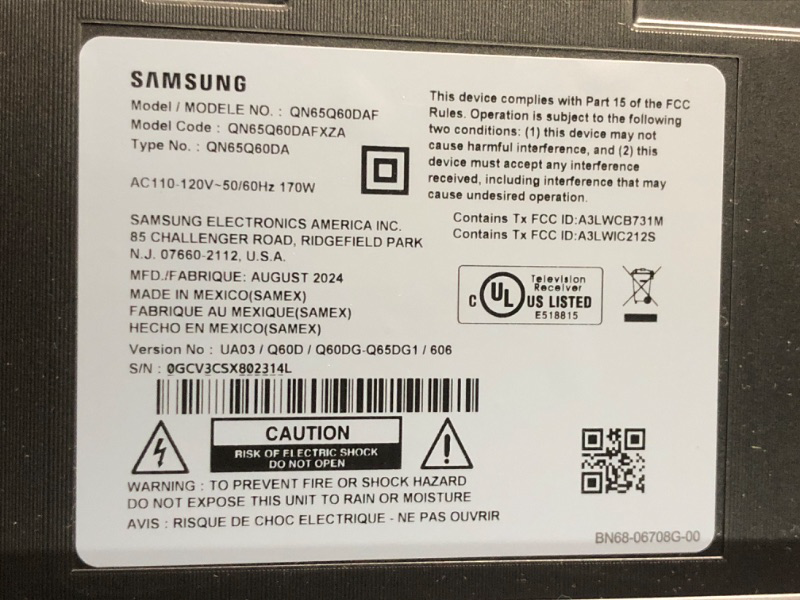 Photo 5 of **BROKEN TV REMOTE**
SAMSUNG 65-Inch Class QLED 4K Q60D Series Quantum HDR Smart TV w/Object Tracking Sound Lite, Motion Xcelerator, Slim Design, Gaming Hub, Alexa Built-in (QN65Q60D, 2024 Model)