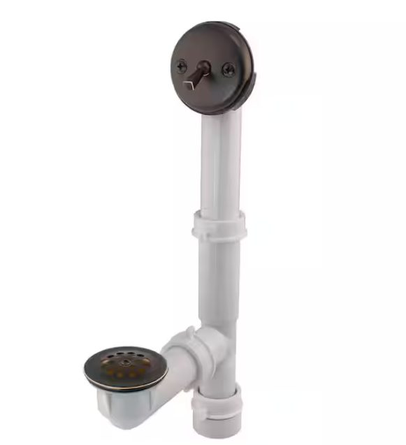 Photo 1 of Everbilt Trip Lever 1-1/2 in. White Poly Pipe Bath Waste and Overflow Tub Drain in Oil Rubbed Bronze