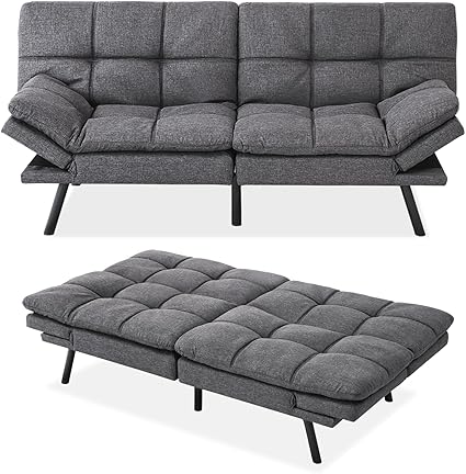 Photo 1 of  Futon Couch,Convertible Futon Sofa Bed,Memory Foam Sleeper Sofa,Adjustable Modern Loveseat,Futon Sets, Sofa Bed for Compact Living Room,Apartment,Office,Grey