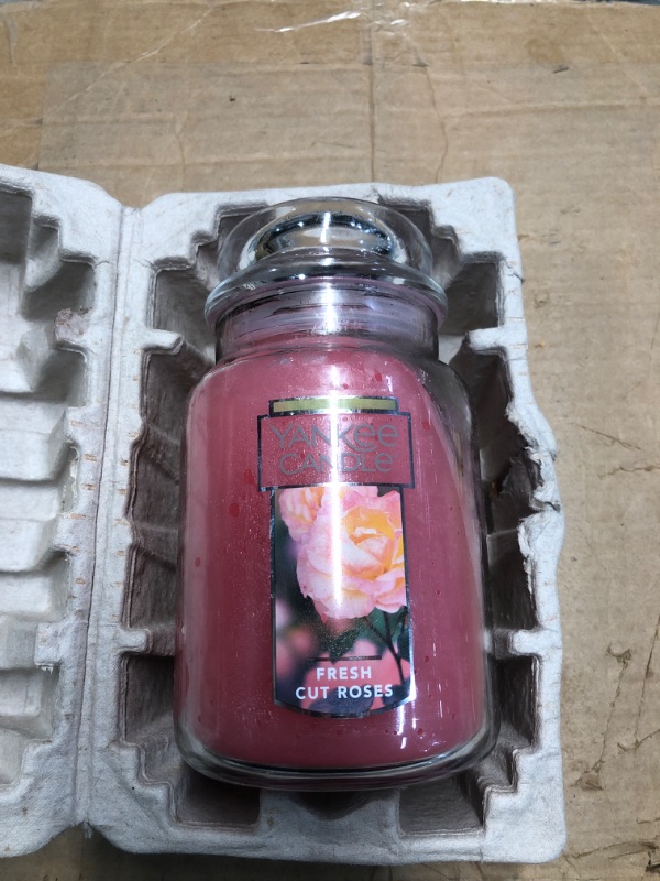 Photo 3 of **MELTED** Yankee Candle Fresh Cut Roses Scented, Premium 22oz Single Wick Candle, Over 110 Hours of Long