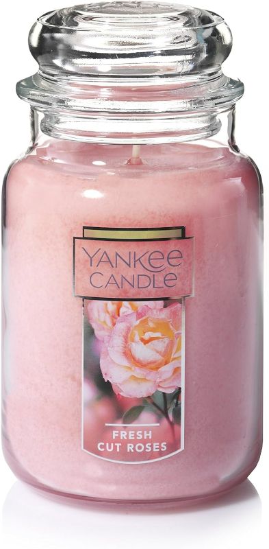 Photo 1 of **MELTED** Yankee Candle Fresh Cut Roses Scented, Premium 22oz Single Wick Candle, Over 110 Hours of Long