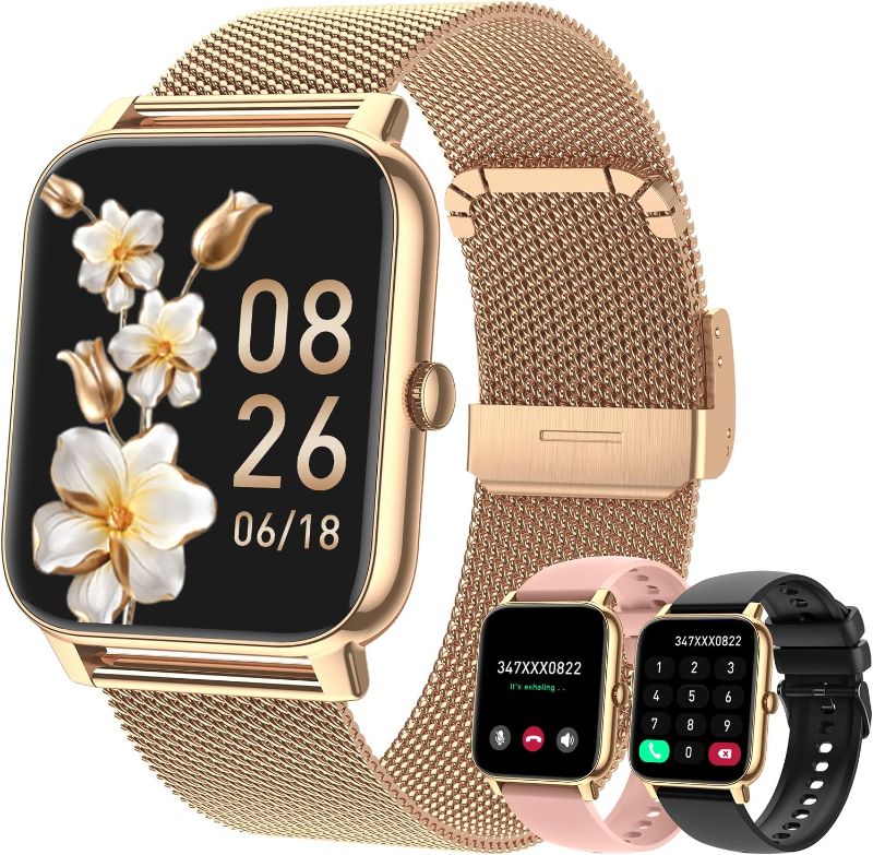 Photo 1 of (READ FULL POST) P95 Smart Watch for Women Fitness Tracker: Gold Smart Watches for Women Digital Mens Watches Make/Answer Call Waterproof Running Smartwatch Android Phone iPhone Samsung Compatible Heart Rate Monitor
