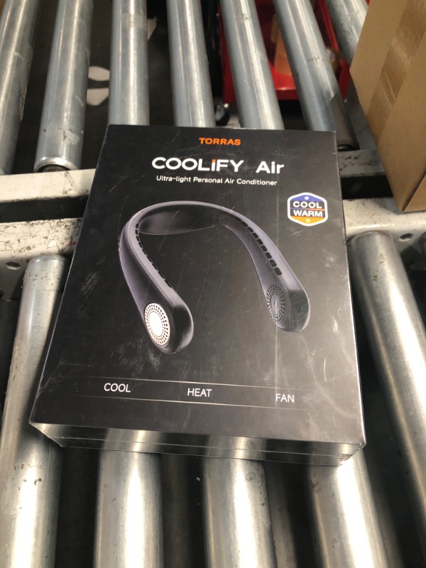 Photo 2 of ***FACTORY SEALED. STOCK PHOTO REFERENCE ONLY***TORRAS [COOLiFY Air?2024 Upgrade Neck Air Conditioner, Ultra-Light Portable Neck Fan Rechargeable, Personal Cooling Device Neck Fans that blow cold air with 3 Modes Fan/Cooler/Heat, Black