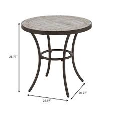 Photo 1 of ***USED - LIKELY MISSING PARTS - UNABLE TO VERIFY FUNCTIONALITY***
StyleWell 27 in. Brown Round Metal Outdoor Side Table with Grouted Porcelain Top