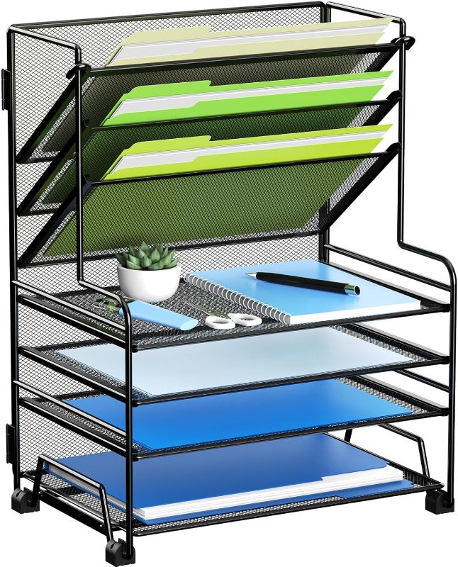 Photo 1 of ***NON REFUNDABLE, PARTS ONLY***
Desk Paper Organizer Tray, Desktop File Folder Sorter Holder for A4 Letter-Size Paper Document  (4+3 File Organizer)