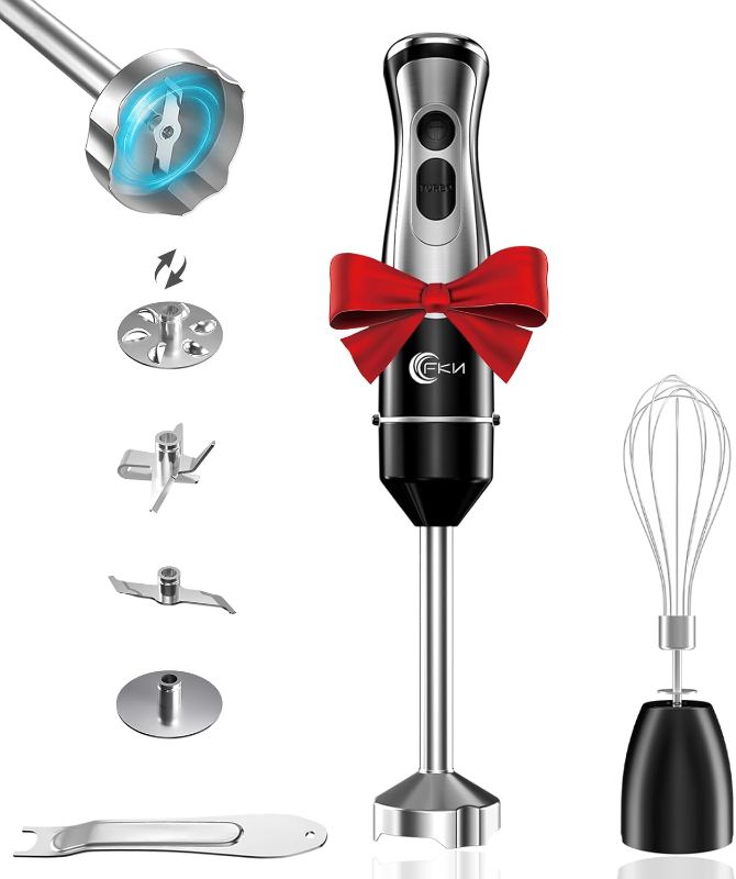 Photo 1 of (READ FULL POST) FKN Immersion Blender Handheld with 4 Interchangeable Blades, 6-in-1 Hand Blender Electric with 8 Speed and Turbo Mode,Hand Held Blender Stick with 500W Copper Motor, and Whisk
