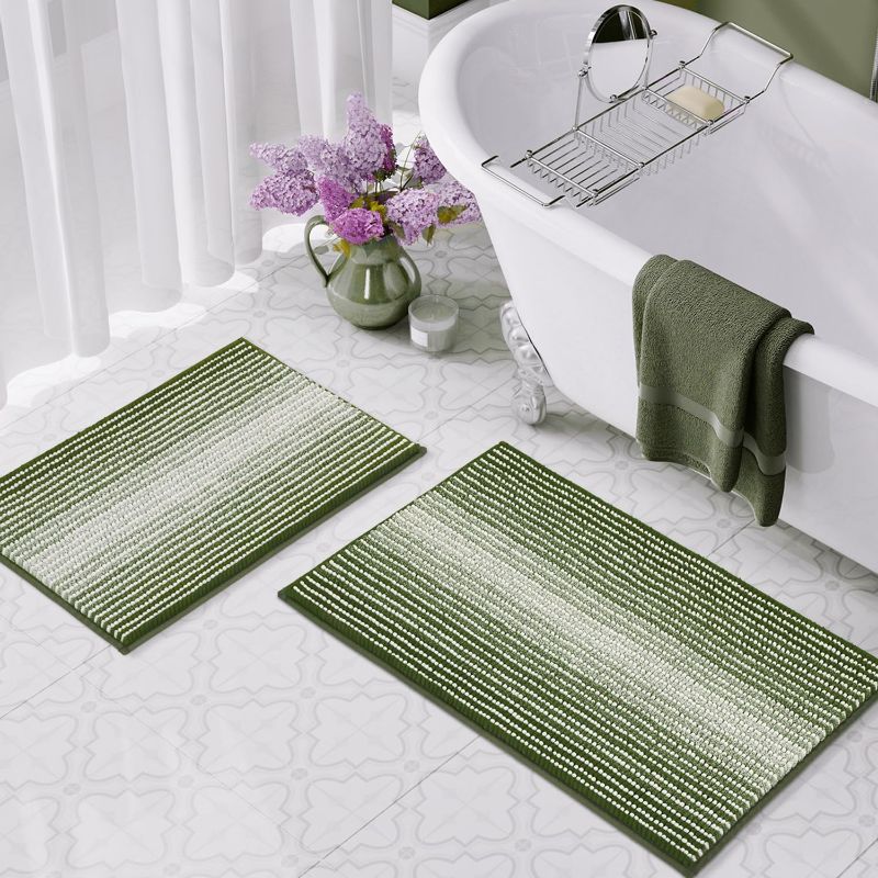 Photo 1 of (READ FULL POST) BSICPRO Bathroom Rugs and Mats Sets, 2 Piece Thick Absorbent Chenille Bath Mat Rug Set Non Slip, Soft Shaggy Bath Room Floor Mats for Bathroom, Machine Washable (Sage, 20" x 32" Plus 16" x 24")
