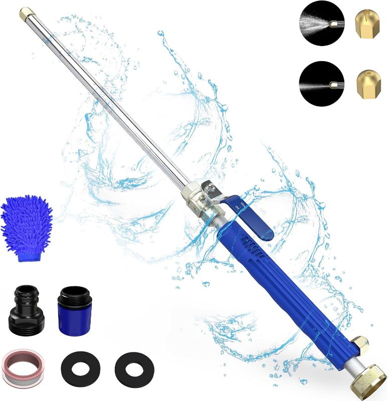 Photo 1 of ***STOCK PHOTO REFERENCE ONLY*** Hydro Jet Nozzle Power Washer for Garden Hose, High Pressure Power Washer with 2 Jet Different Nozzle and Hose Quick Connectors, for Car Washing, Garden Cleaning, Patio, 18 Inch, Blue
