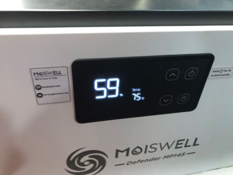 Photo 4 of ***USED - POWERS ON - UNABLE TO TEST FURTHER - LIKELY MISSING PARTS***
Moiswell 145 Pints Commercial Dehumidifier with Pump and Drain Hose, Crawl Space dehumidifier Basement, Industry Water Damage Unit for up to 6,000 sq ft Basements, Ideal for Industrial