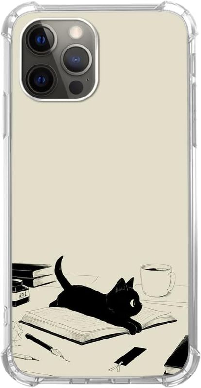 Photo 1 of ***STOCK PHOTO REFERENCE ONLY*** Black Cat and Books Case Compatible with iPhone, Cute Black Cat Case for iPhone , Teens Men and Women, Cool TPU Bumper Phone Case Cover
