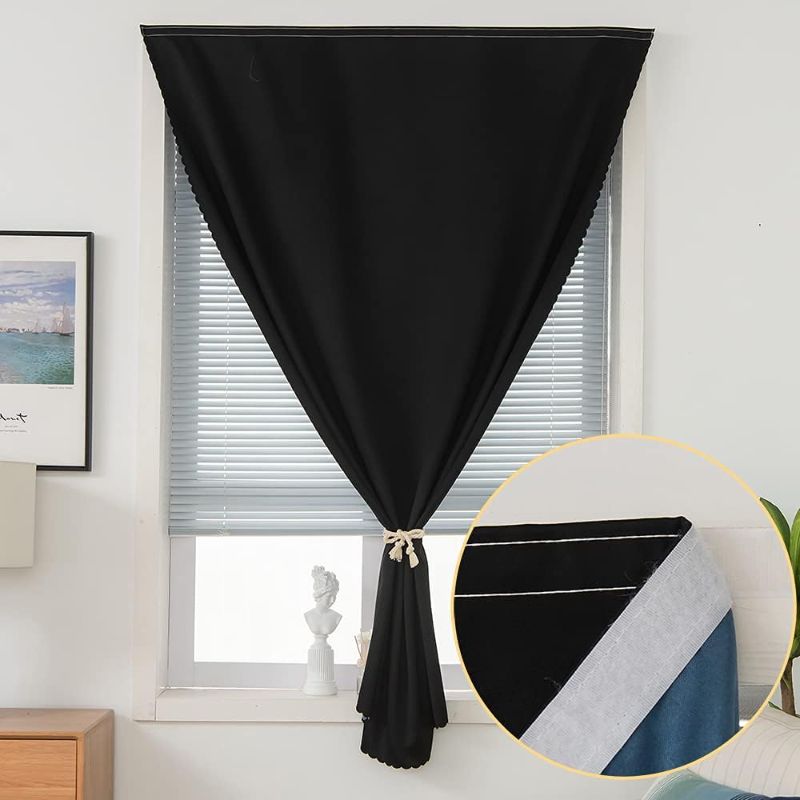 Photo 1 of ***2-PACK BUNDLE**
Autohesion Curtains for Windows,Bedroom Blackout Curtains for - Thermal Lnsulated Kitchen Room Darkening Black Small Drapes, (1 Panels,35Wx48L inch-Black)