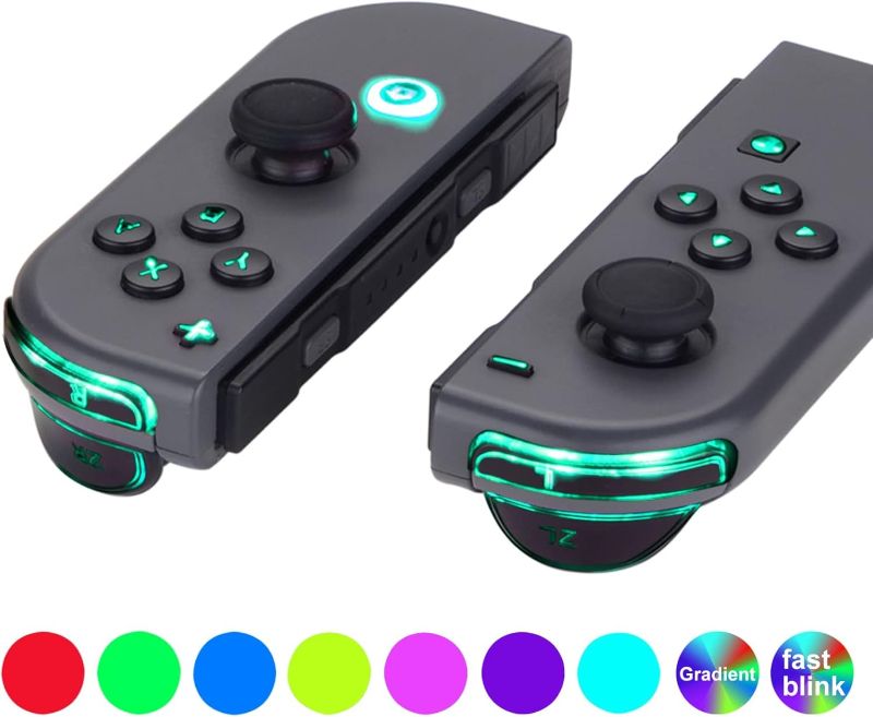 Photo 4 of (READ FULL POST) eXtremeRate 7 Colors 9 Modes NS Joycon DFS LED Kit, Multi-Colors Luminated Black Classical Symbols ABXY Trigger Face Buttons for Nintendo Switch & Switch OLED Model Joy-Con - Joycon NOT Included