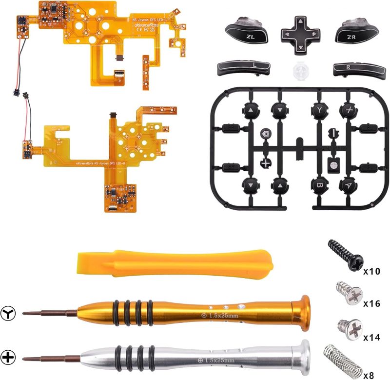 Photo 1 of (READ FULL POST) eXtremeRate 7 Colors 9 Modes NS Joycon DFS LED Kit, Multi-Colors Luminated Black Classical Symbols ABXY Trigger Face Buttons for Nintendo Switch & Switch OLED Model Joy-Con - Joycon NOT Included