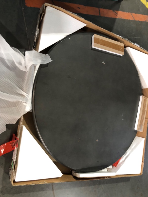 Photo 6 of ***DAMAGED - TABLETOP GOUGED - SEE PICTURES - LIKELY MISSING PARTS***
Merax Round Dining Table Trestle Style Wood Kitchen Dining Table with Curved Trestle Style Table Legs (Dark Grey)