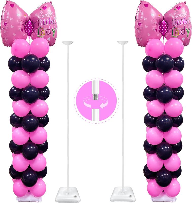 Photo 1 of  Heavy Duty Metal Balloon Stand Set of 2 with Threaded Rod Design, Height Adjustable from 1.3 to 10.5 Ft, Free Combination of Balloon Centerpiece for Table and Balloon Column Stand for Floor