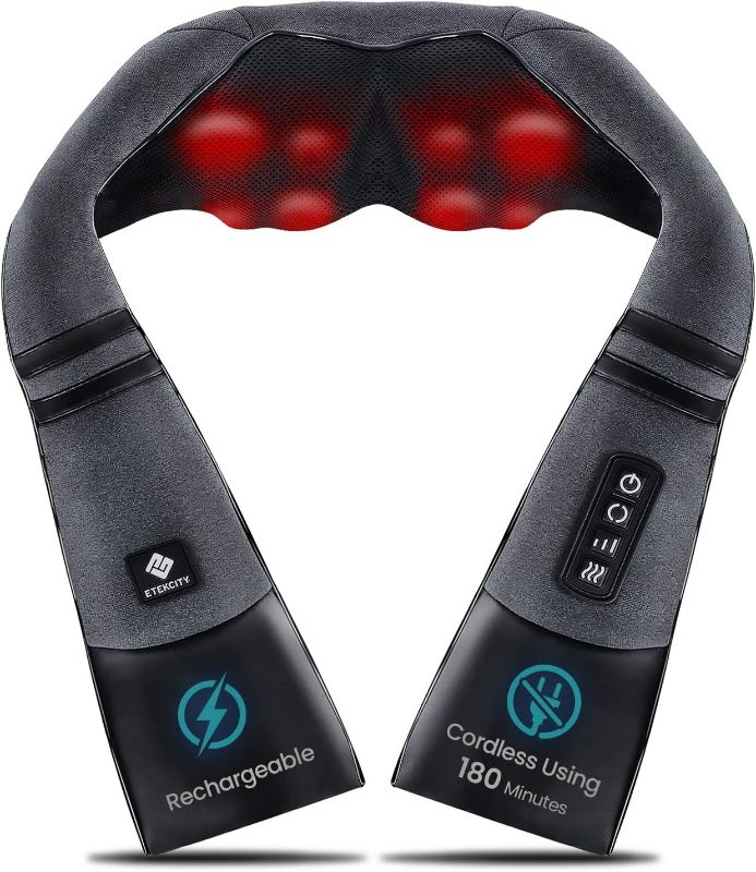 Photo 1 of Etekcity Cordless Neck Massager for Pain Relief Deep Tissue, Shiatsu Low Back Massager with Heat, Wireless Electric Shoulder Massager, Best Gifts for Men,Women,Mom & Dad, Kneading Leg Massage Pillow