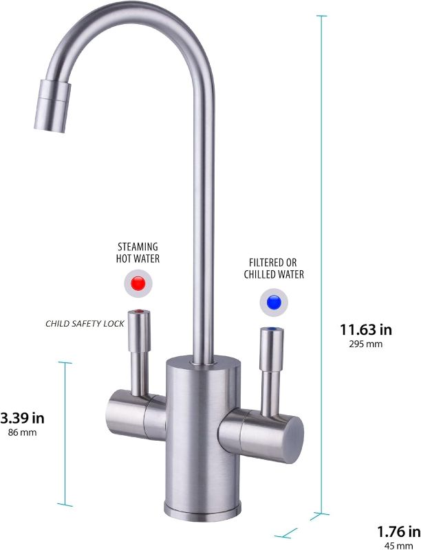 Photo 6 of (READ FULL POST) Ready Hot RH-F560-BN Faucet Only for Instant Hot Water Tank, Insulated, Safety Lock on Handle, Dual Lever Hot & Cold Water, Brushed Nickel Finish