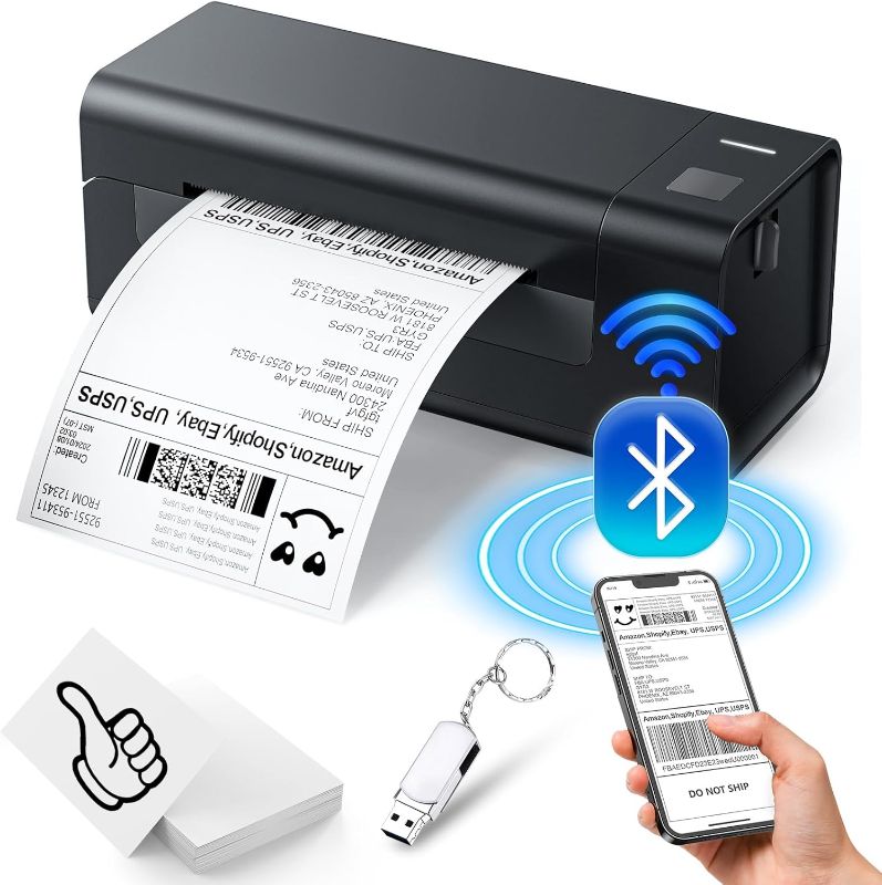 Photo 1 of **POWERS ON UNABLE TO TEST** Thermal-Label-Printer-Shipping Label Printer for Small Business 4x6 Bluetooth Thermal Printer 300mm/s Compatible Windows,Mac,iOS, Android,Desktop Printer Labels Maker Used for Amazon,Shopify