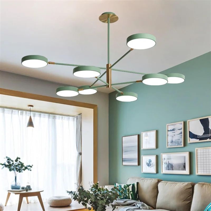 Photo 1 of **NON-REFUNDABLE, PARTS ONLY** Modern LED Pendant Light Circular Chandeliers Dining Living Room 3 4 6 8 Multi-Form Bedroom Ceiling Chandelier Lighting 1Pcs(4Head Grey,Tricolor light)
