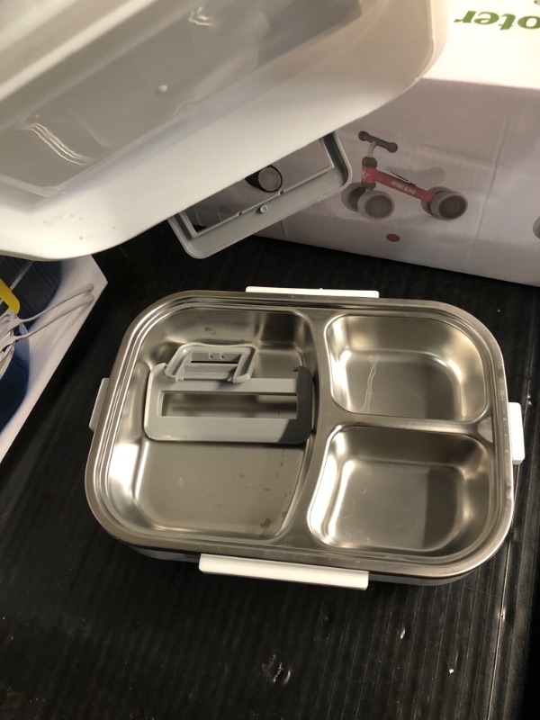 Photo 2 of ***missing power cord***
PREMIUMPLUS Electric Lunch Box Food Heater- Portable Food Warmer with Carrying Bag, Fork & Spoon- Lunch Box Warmer Portable for Work Car Truck- 1.5L Crockpot Lunch Warmer- 60W 12V/24V/110V - White Pearl White 1.5Ltr