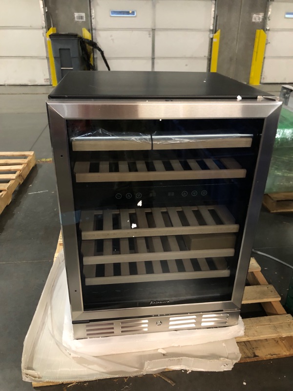 Photo 2 of (READ NOTES)**TRAILER PICKUP**
Kalamera 24 inch Wine Cooler, 46 Bottle - Dual Zone Built-in or Freestanding Fridge with Stainless Steel Reversible Glass Door, for Home, Kitchen, or Office.
