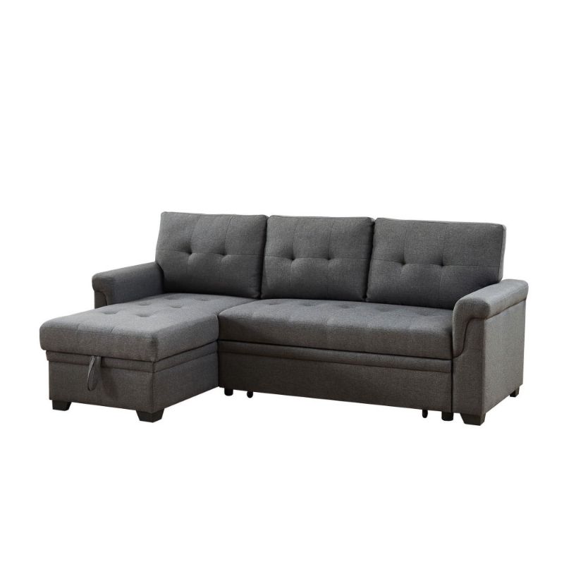 Photo 1 of ***PARTIAL SET***(Box 1of2) 
Hunter Dark Gray Fabric Reversible Sleeper Sectional Sofa with Storage Chaise
