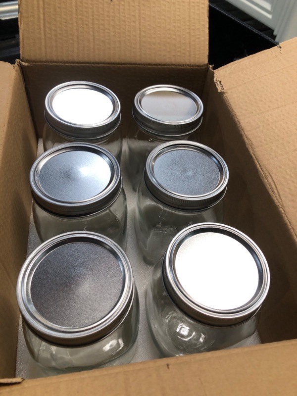 Photo 2 of [6 Pack] 32 oz. Wide-Mouth Glass Mason Jars with Metal Airtight Lids and Bands 1 quart Large for Canning, Preserving, & Meal Prep