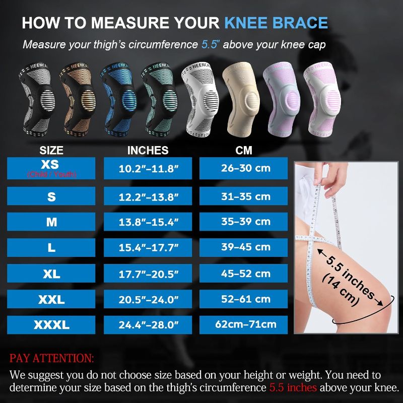 Photo 4 of (READ FULL POST) NEENCA Professional Knee Brace for Pain Relief, Medical Knee Support with Patella Pad & Side Stabilizers, Compression Knee Sleeve for Meniscus Tear, ACL, Joint Pain, Runner, Workout - FSA/HSA Eligible (XL) 